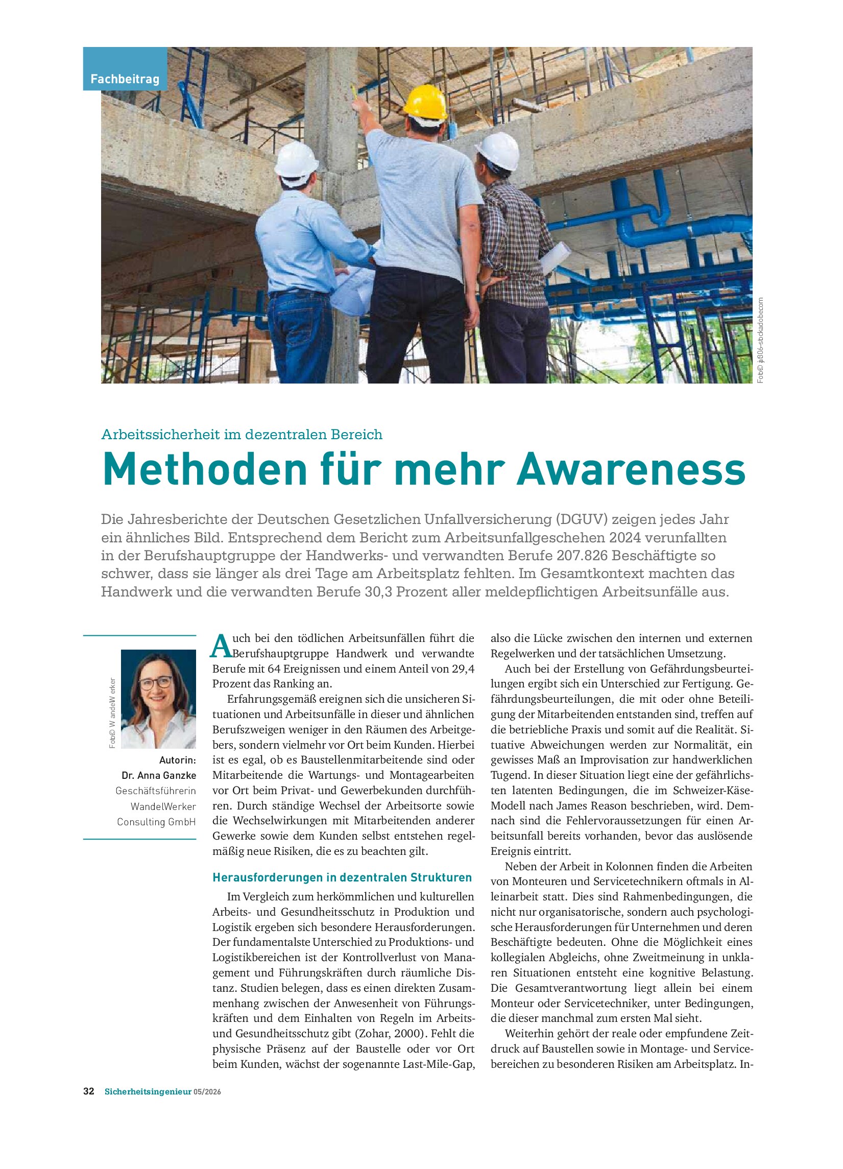Vorschauseite 1: Arbeitssicherheit im dezentralen Bereich. Methoden für mehr Awareness