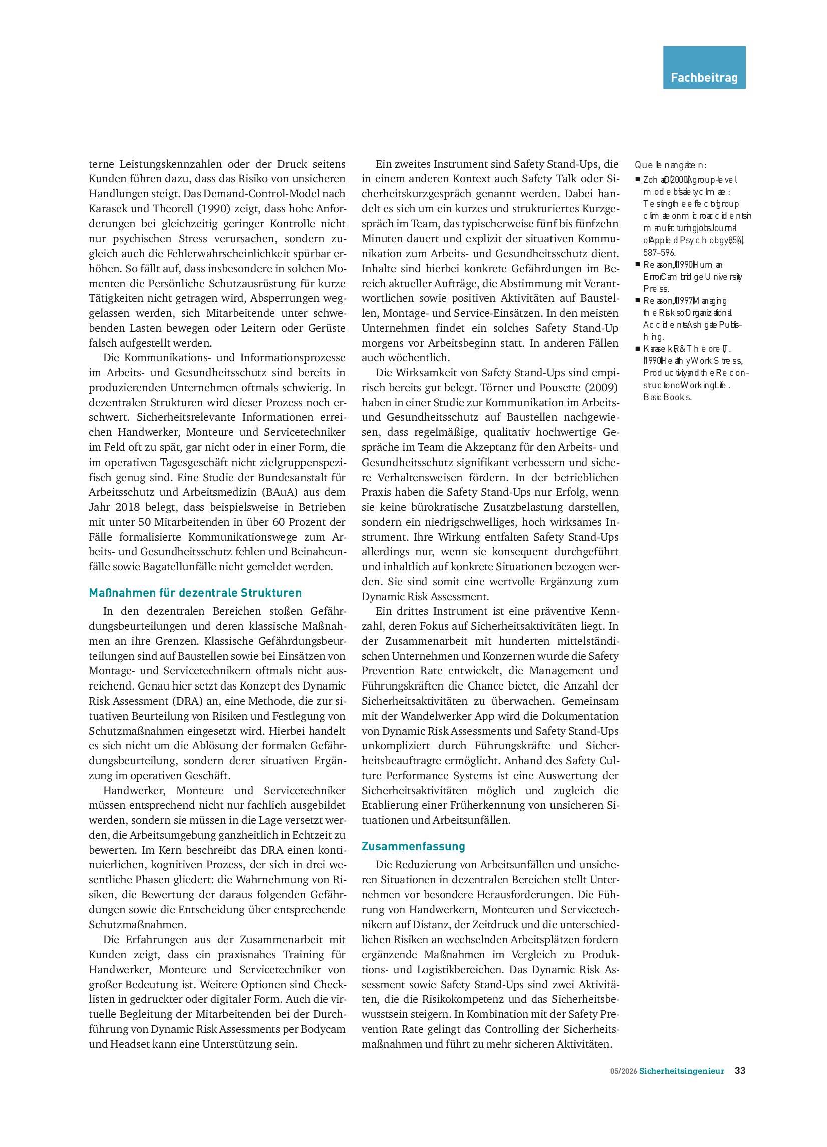Vorschauseite 2: Arbeitssicherheit im dezentralen Bereich. Methoden für mehr Awareness
