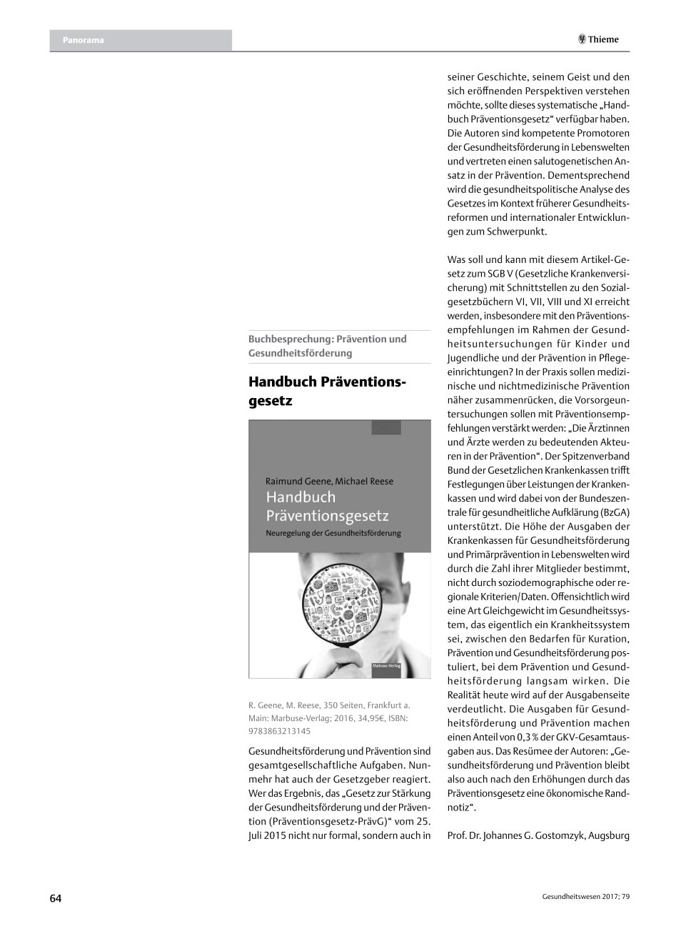 Vorschauseite 1: Handbuch Präventionsgesetz