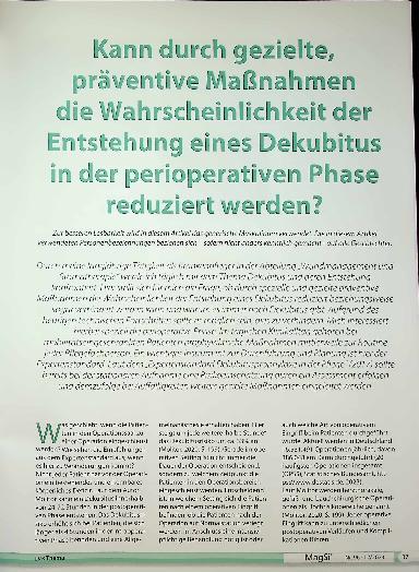 Vorschauseite 1: Kann durch gezielte, präventive Maßnahmen die Wahrscheinlichkeit der Entstehung eines Dekubitus in der perioperativen Phase reduziert werden?