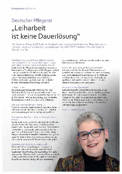 Vorschauseite 1: Deutscher Pflegerat „Leiharbeit ist keine Dauerlösung“