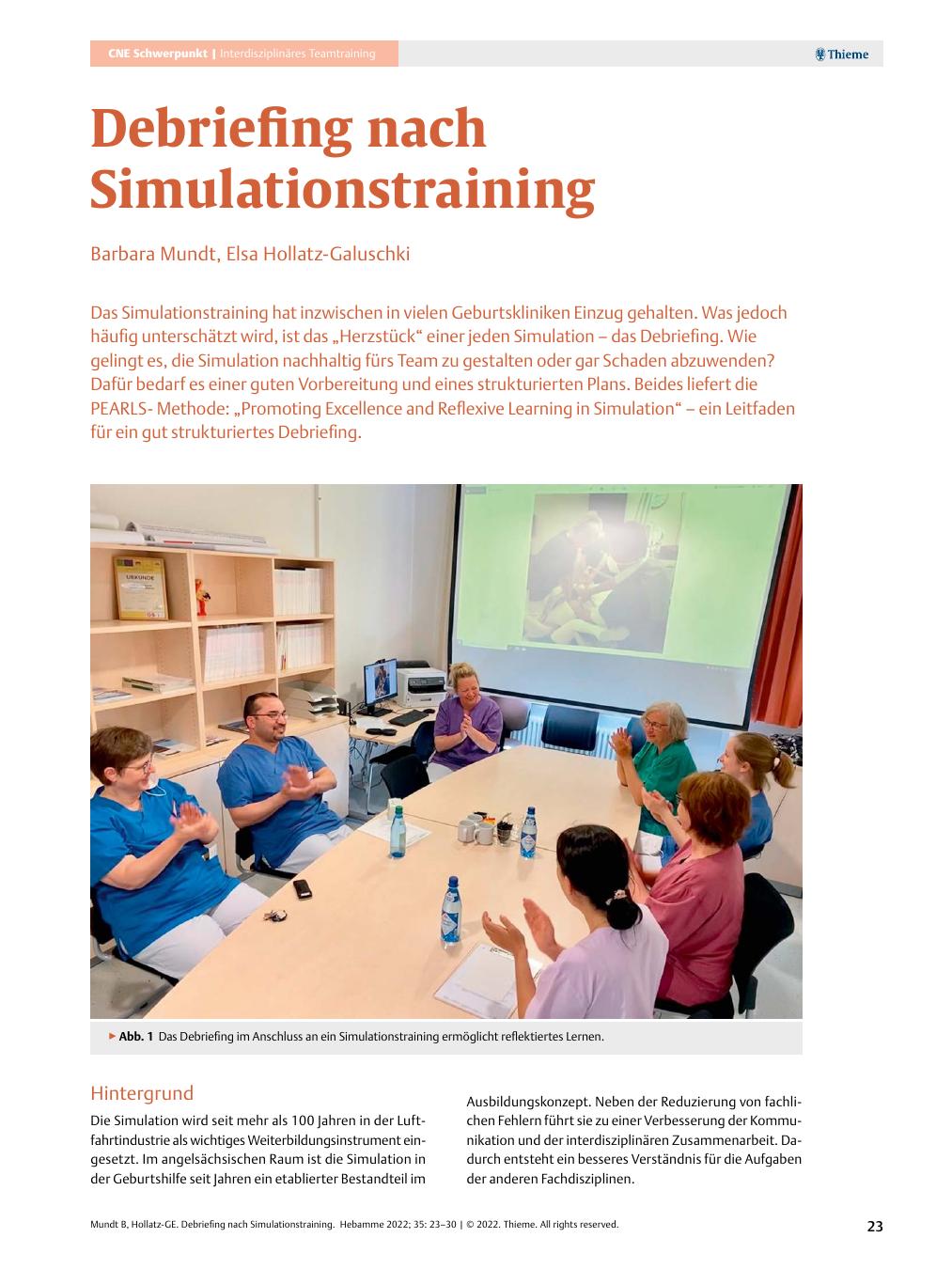 Vorschauseite 1: Debriefing nach Simulationstraining