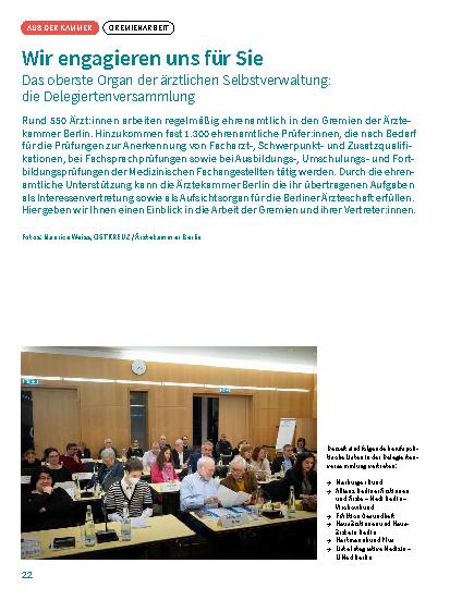 Vorschauseite 1: Wir engagieren uns für Sie Das oberste Organ der ärztlichen Selbstverwaltung: die Delegiertenversammlung