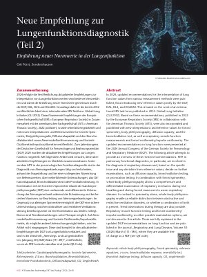 Vorschauseite 1: Neue Empfehlung zur Lungenfunktionsdiagnostik (Teil 2) Einführung neuer Normwerte in der Lungenfunktion