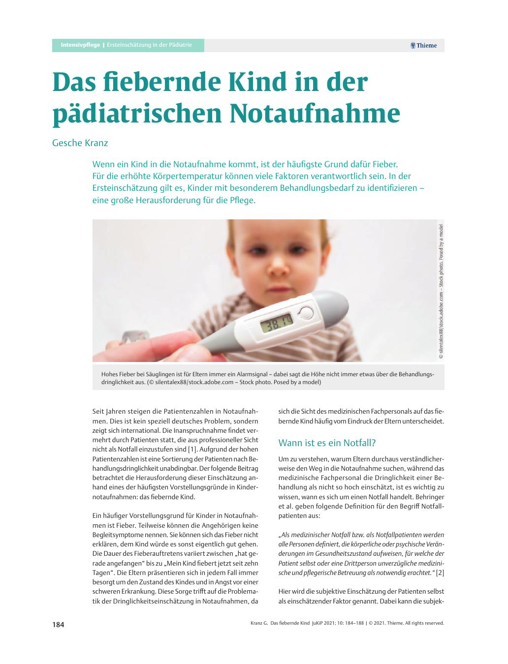 Vorschauseite 1: Das fiebernde Kind in der pädiatrischen Notaufnahme