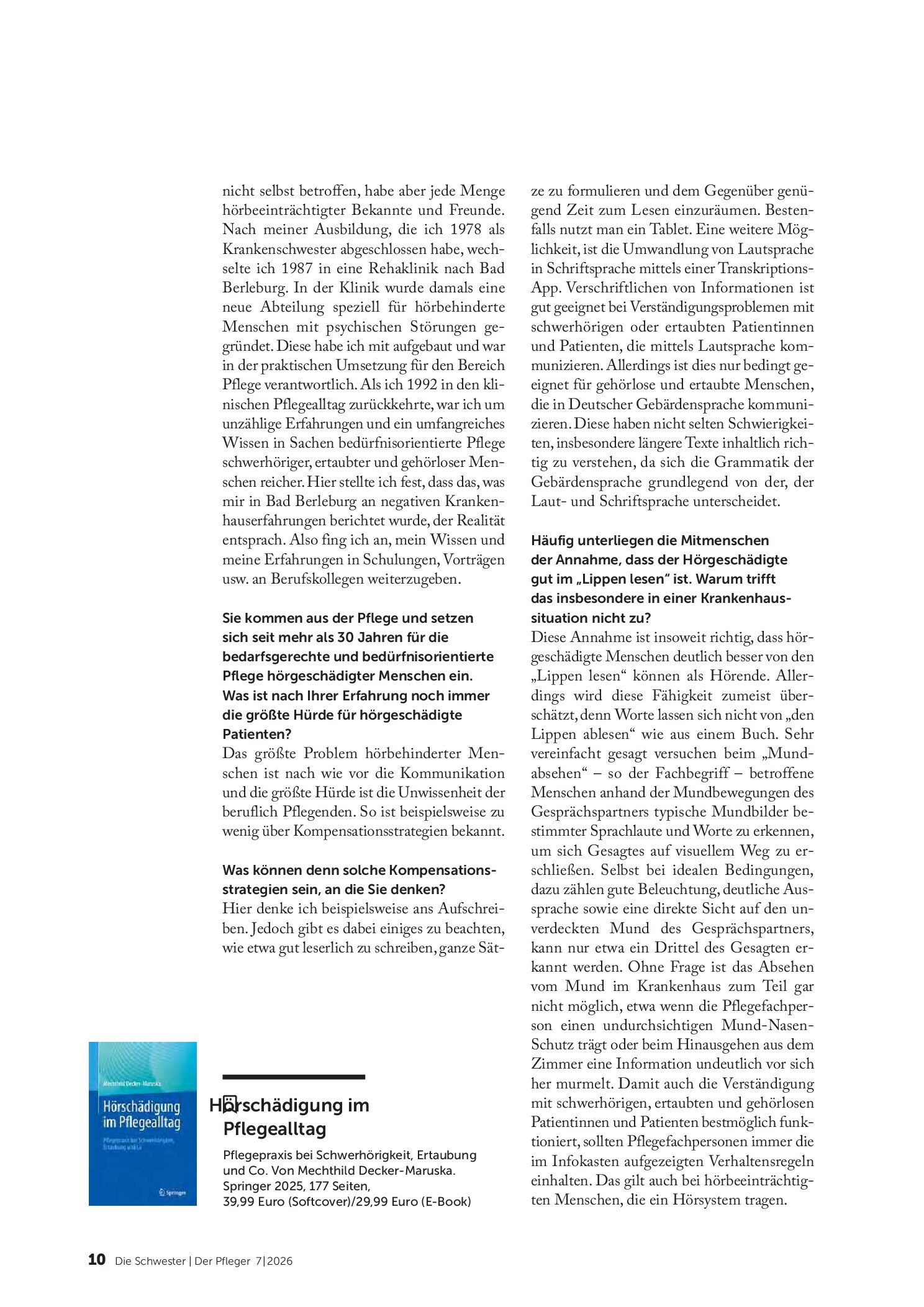 Vorschauseite 3: Wünsche mir einen Expertenstandard zur Pflege von Menschen mit Hörbeeinträchtigung
