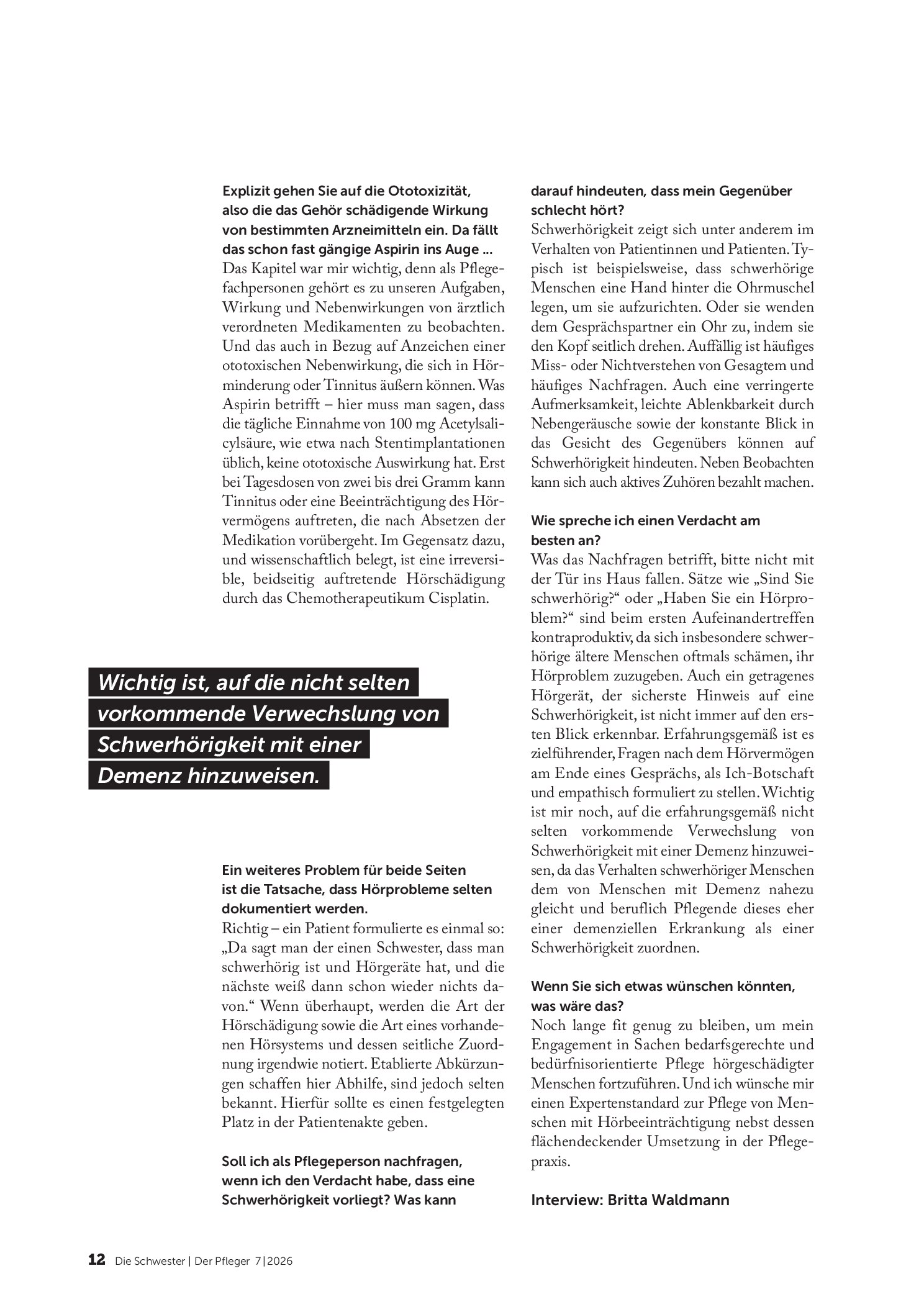 Vorschauseite 5: Wünsche mir einen Expertenstandard zur Pflege von Menschen mit Hörbeeinträchtigung