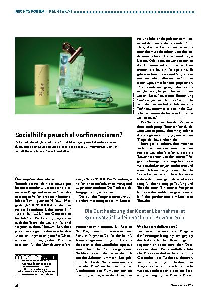 Vorschauseite 1: Sozialhilfe pauschal vorfinanzieren?