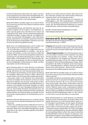 Vorschauseite 2: 10 Jahre Präventionsgesetz: Zeit für den nächsten Schritt? Interviews mit drei Expert: innen zu Erfolgen, Lücken und Handlungsbedarfen in der Präventionspolitik