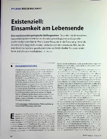 Vorschauseite 1: Existenziell: Einsamkeit am Lebensende