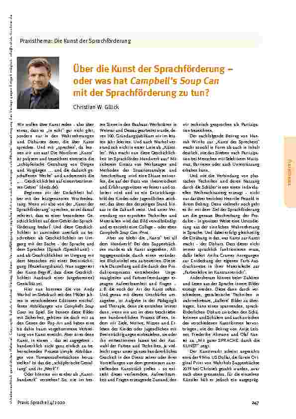 Vorschauseite 1: Über die Kunst der Sprachförderung – oder was hat Campbell’s Soup Can mit der Sprachförderung zu tun?