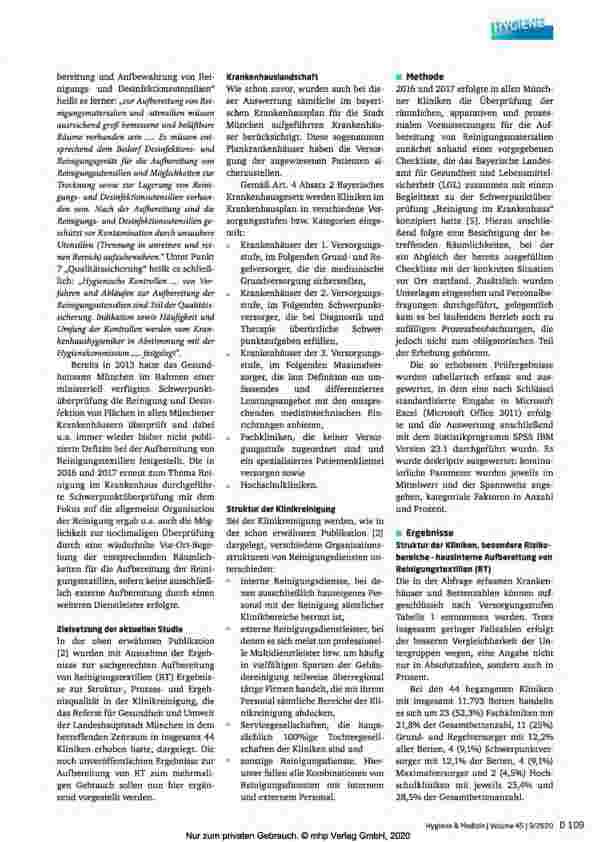 Vorschauseite 3: Hausinterne Aufbereitung von Reinigungstextilien - Kritische Betrachtung im Rahmen eines Schwerpunktprojekts zum Thema Reinigung in Münchner Kliniken