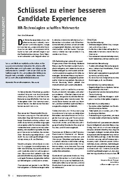 Vorschauseite 1: Schlüssel zu einer besseren Candidate Experience HR-Technologien schaffen Mehrwerte