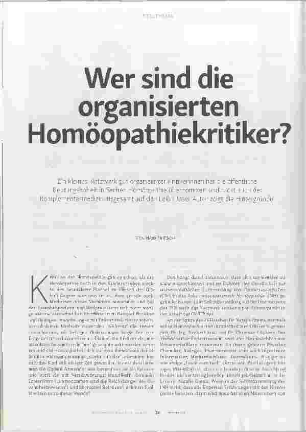 Vorschauseite 1: Wer sind die organisierten Homöopathiekritiker?