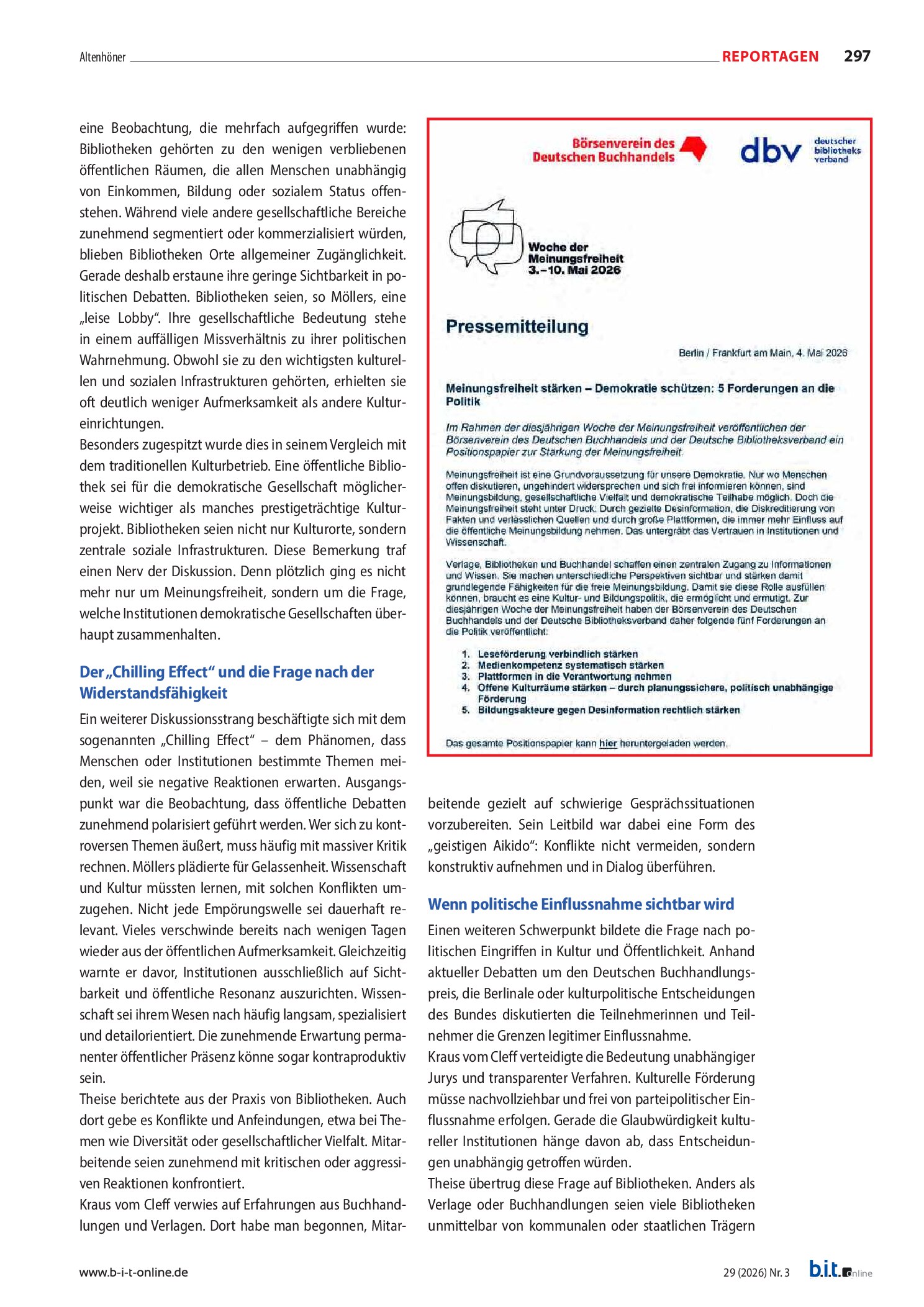Vorschauseite 5: Bildungsauftrag unter Druck? Bibliotheken, Verlage und die Zukunft der Meinungsfreiheit
