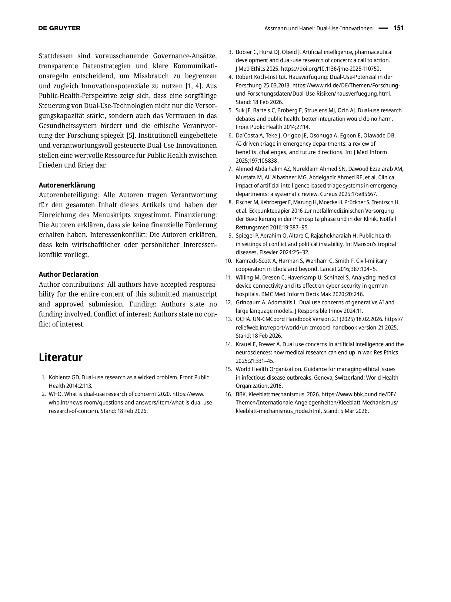 Vorschauseite 3: Dual-Use-Innovationen: Implikationen für digitale Public Health