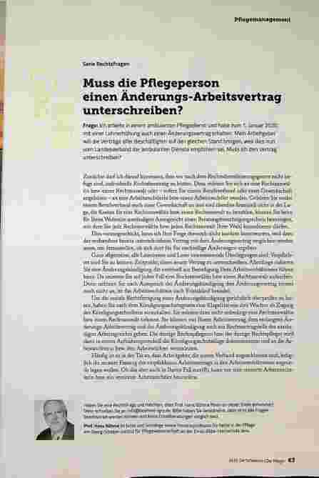 Vorschauseite 1: Muss die Pflegeperson einen Änderungsarbeitsvertrag unterschreiben?
