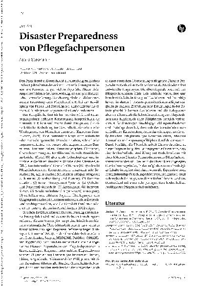 Vorschauseite 1: Disaster Preparedness von Pflegefachpersonen