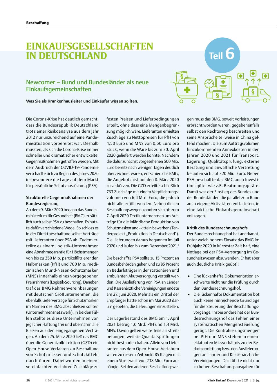Vorschauseite 1: Einkaufsgesellschaften in Deutschland: Newcomer – Bund und Bundesländer als neue Einkaufsgemeinschaften