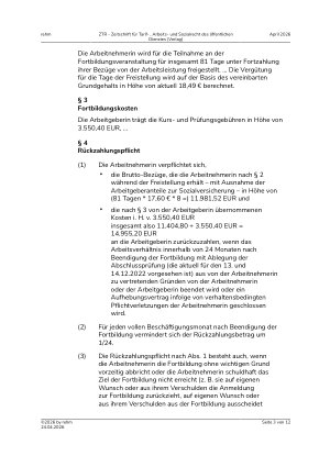 Vorschauseite 3: I. Allgemeines Arbeitsrecht. Rückzahlung von Fortbildungskosten – Auslegung und Kontrolle von AGB