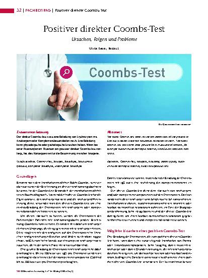 Vorschauseite 1: Positiver direkter Coombs-Test: Ursachen, Folgen und Probleme