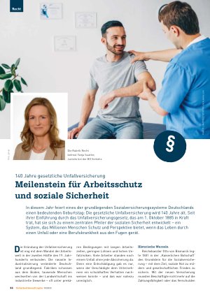 Vorschauseite 1: 140 Jahre gesetzliche Unfallversicherung Meilenstein für Arbeitsschutz und soziale Sicherheit