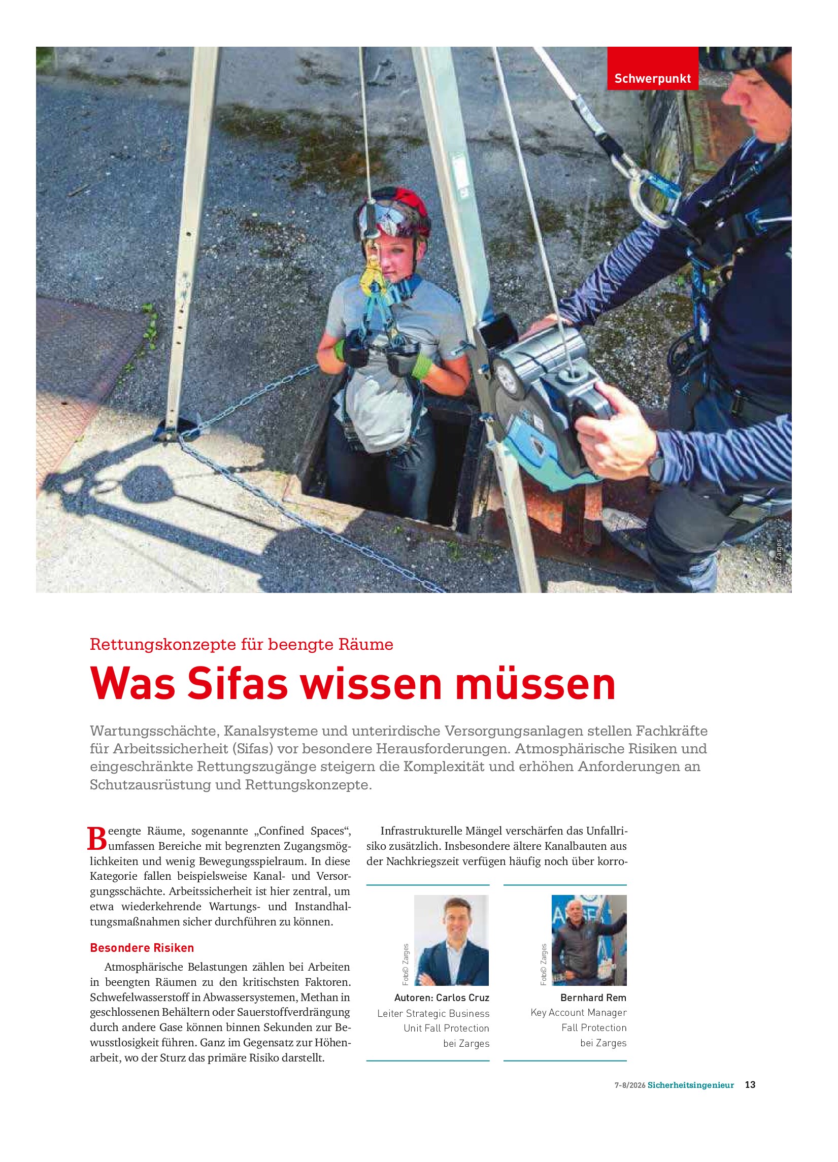 Vorschauseite 1: Rettungskonzepte für beengte Räume. Was Sifas wissen müssen