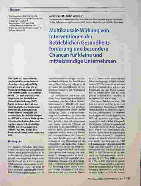 Vorschauseite 1: Multikausale Wirkung von Interventionen der Betrieblichen Gesundheitsförderung und besondere Chancen für kleine und mittelständige Unternehmen