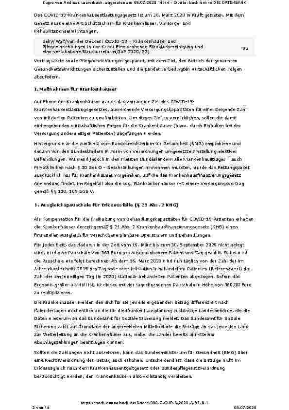 Vorschauseite 2: COVID-19 – Krankenhäuser und Pflegeeinrichtungen in der Krise: Eine drohende Strukturbereinigung und eine verschobene Strukturreform