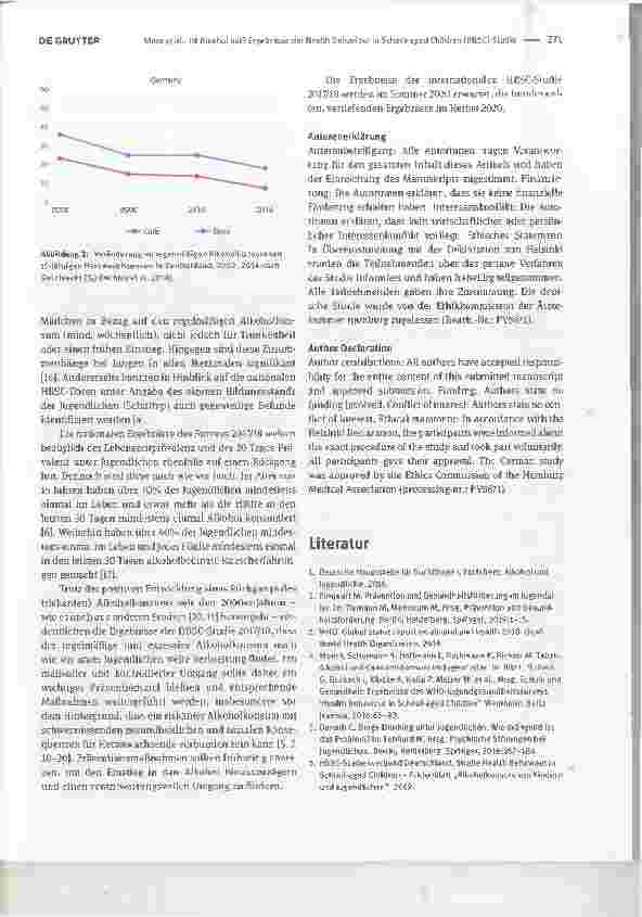 Vorschauseite 3: Ist Alkohol out? Ergebnisse der Health Behaviour in School-aged Children (HBSC)-Studie