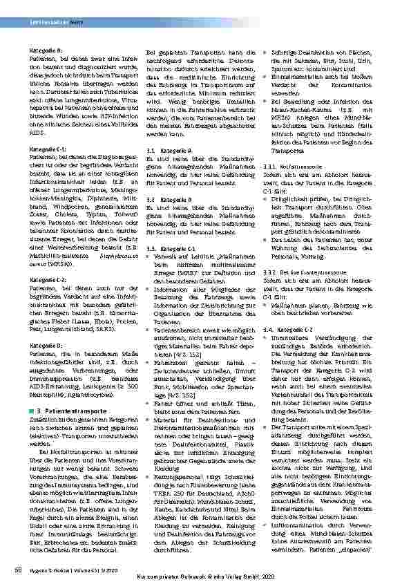Vorschauseite 2: Hygienemaßnahmen beim Patiententransport - AWMF Leitlinien-Register Nummer 029 - 029