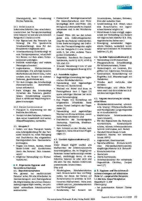 Vorschauseite 3: Hygienemaßnahmen beim Patiententransport - AWMF Leitlinien-Register Nummer 029 - 029