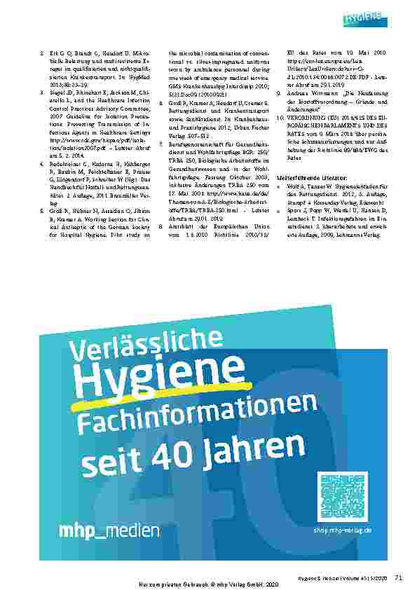 Vorschauseite 5: Hygienemaßnahmen beim Patiententransport - AWMF Leitlinien-Register Nummer 029 - 029