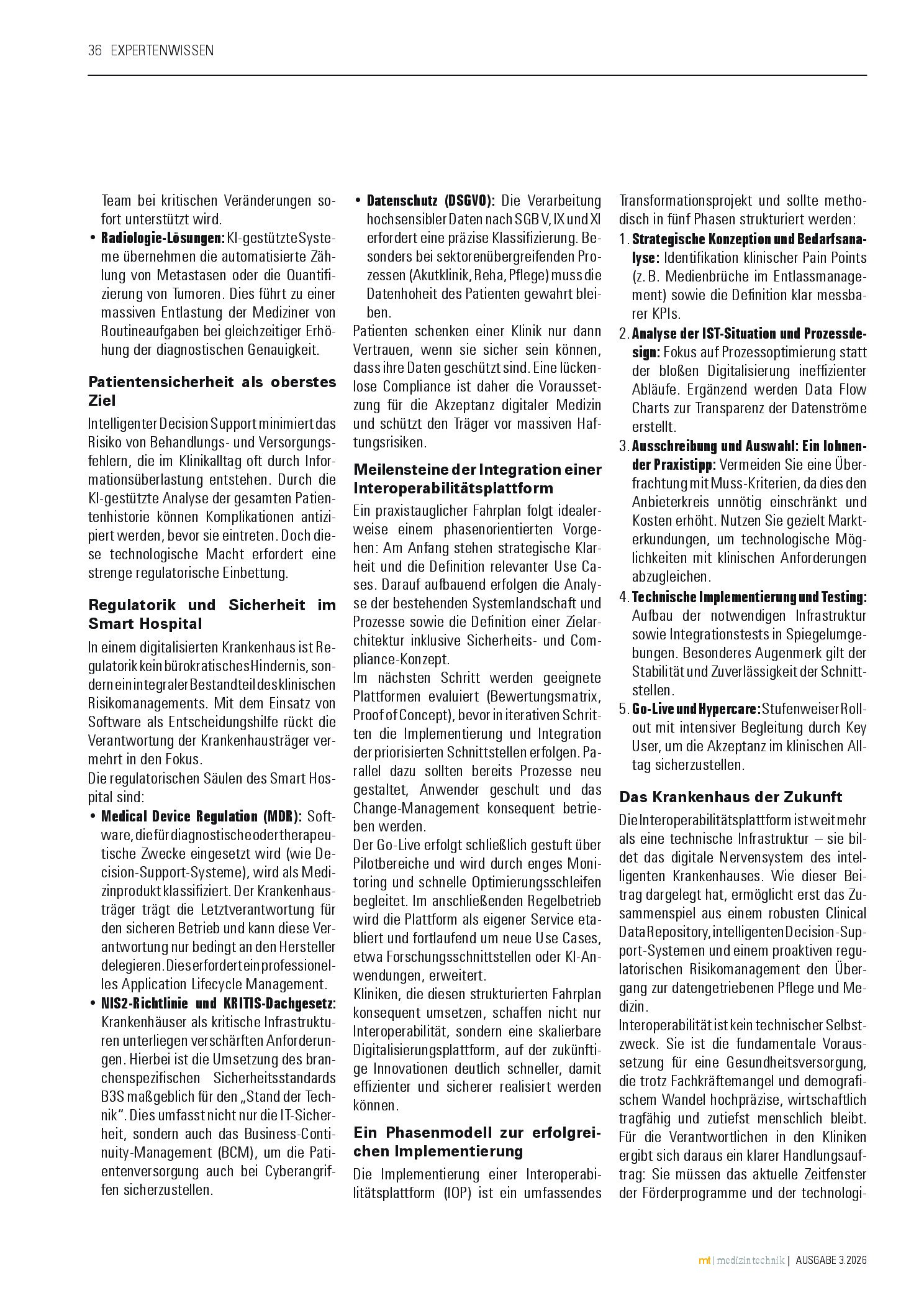 Vorschauseite 4: Eine interoperable Plattform im digitalen Krankenhaus