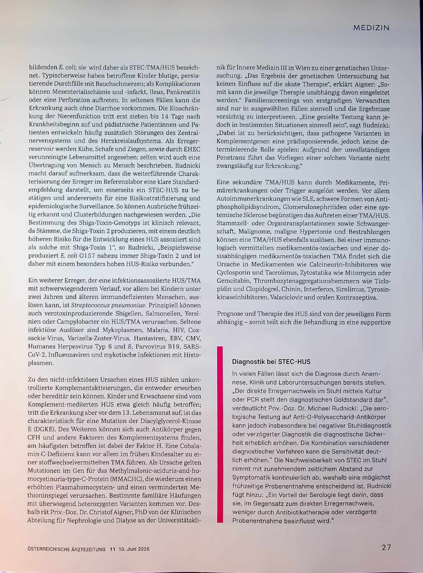 Vorschauseite 2: Hämolytisch-urämisches Syndrom: Endothelschädigung zentraler Pathomechanismus