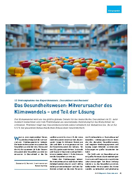 Vorschauseite 1: Das Gesundheitswesen: Mitverursacher des Klimawandels – und Teil der Lösung