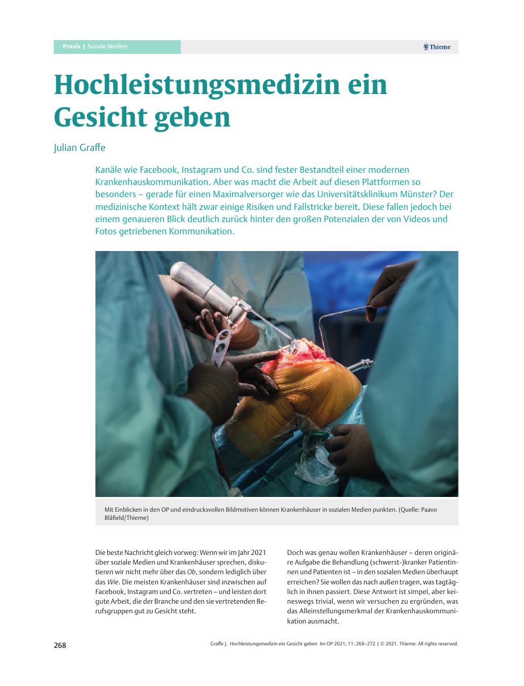 Vorschauseite 1: Hochleistungsmedizin ein Gesicht geben
