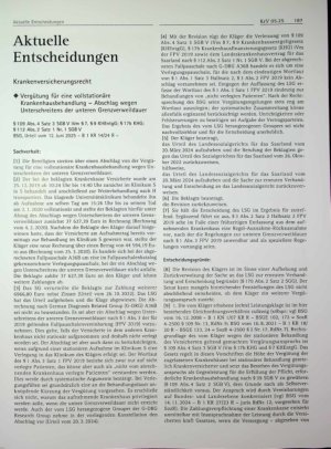 Vorschauseite 1: Aktuelle Entscheidungen Krankenversicherungsrecht