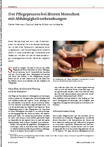 Vorschauseite 1: Der Pflegeprozess bei älteren Menschen mit Abhängigkeitserkrankungen