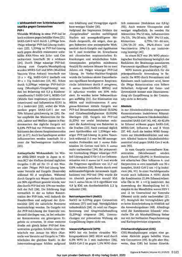 Vorschauseite 4: Prävention respiratorischer Virusinfektionen durch viruzide Schleimhautantiseptik bei medizinischem Personal und in der Bevölkerung