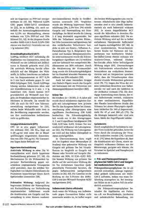 Vorschauseite 5: Prävention respiratorischer Virusinfektionen durch viruzide Schleimhautantiseptik bei medizinischem Personal und in der Bevölkerung