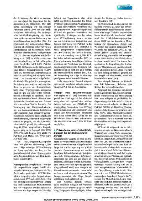 Vorschauseite 6: Prävention respiratorischer Virusinfektionen durch viruzide Schleimhautantiseptik bei medizinischem Personal und in der Bevölkerung
