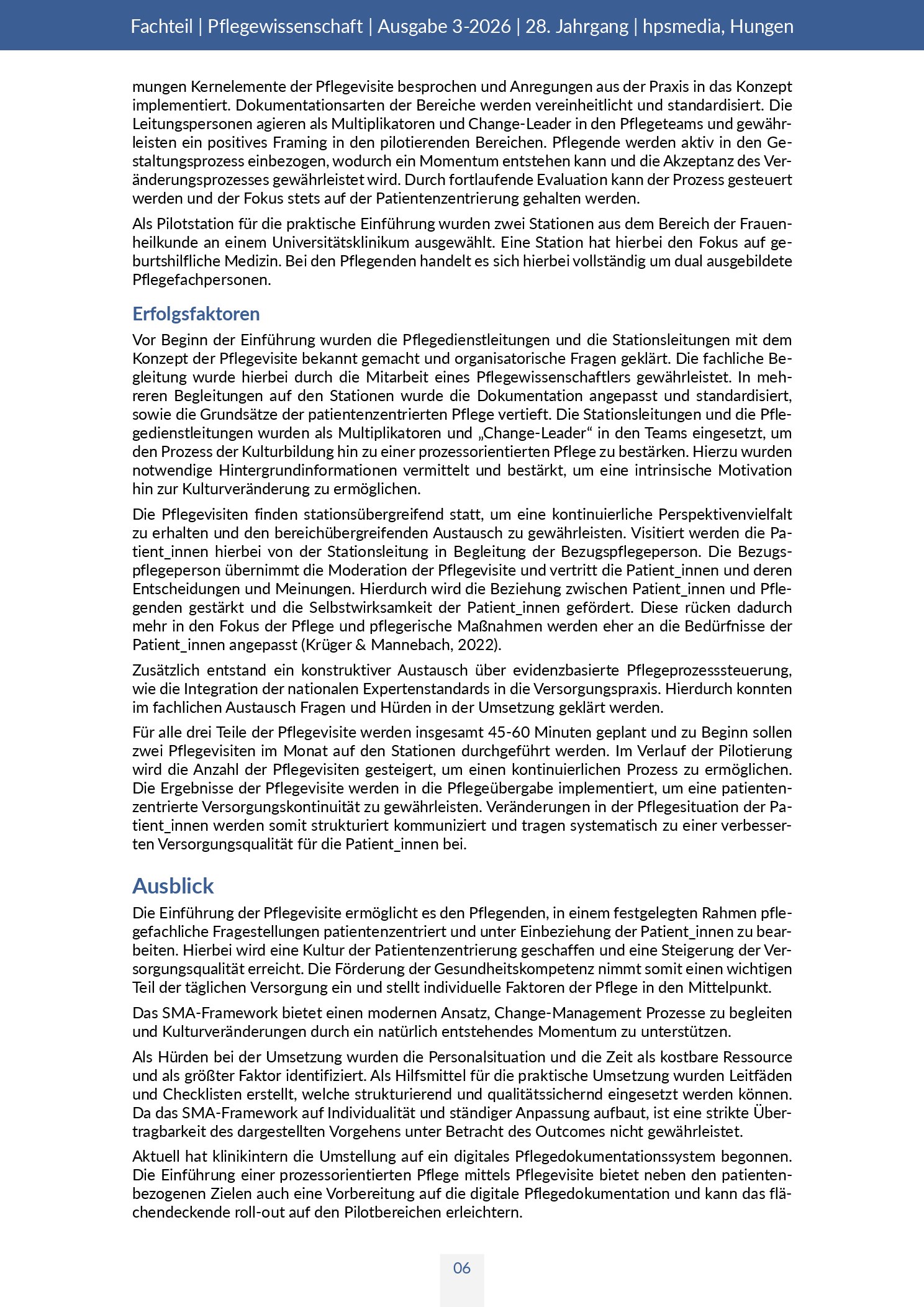 Vorschauseite 4: Steigerung der Gesundheitskompetenz durch den Einsatz von patientenzentrierten Pflegevisiten