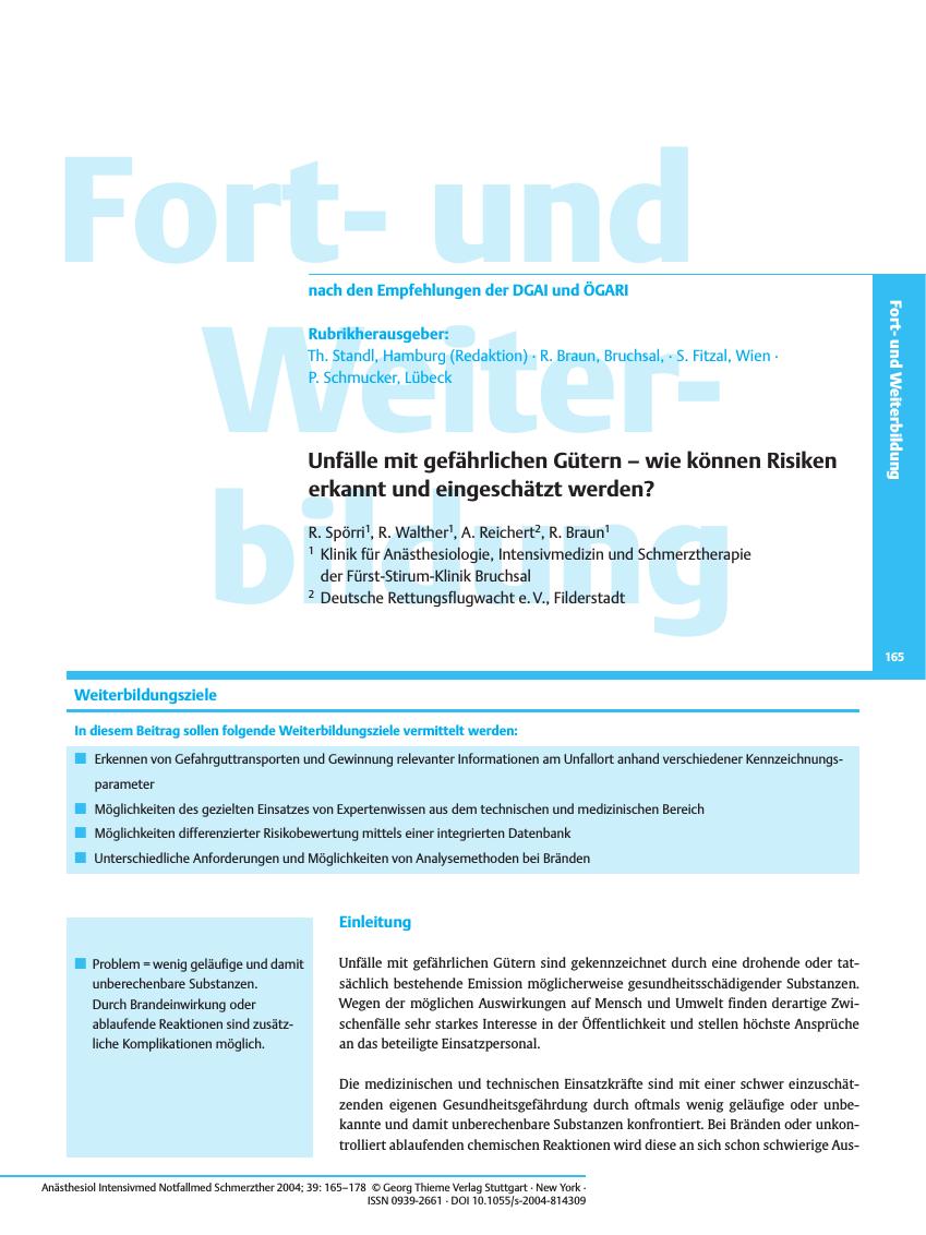 Vorschauseite 1: Unfälle mit gefährlichen Gütern - wie können Risiken erkannt und eingeschätzt werden?