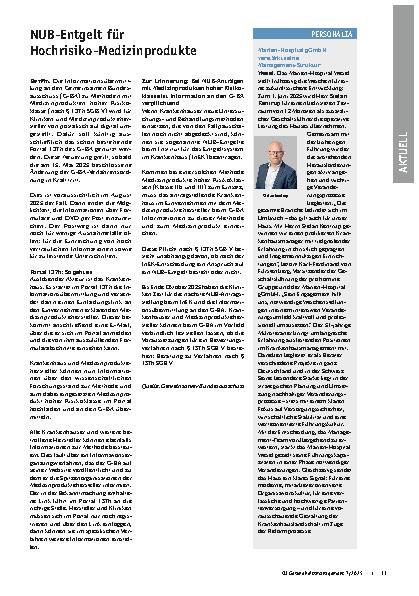 Vorschauseite 1: NUB-Entgelt für Hochrisiko-Medizinprodukte