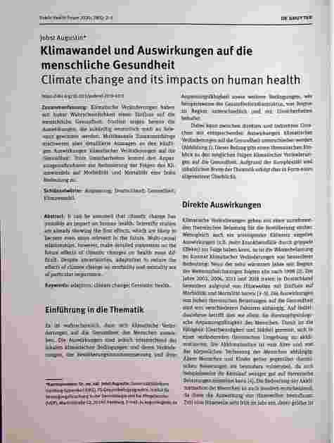 Vorschauseite 1: Klimawandel und Auswirkungen auf die menschliche Gesundheit
