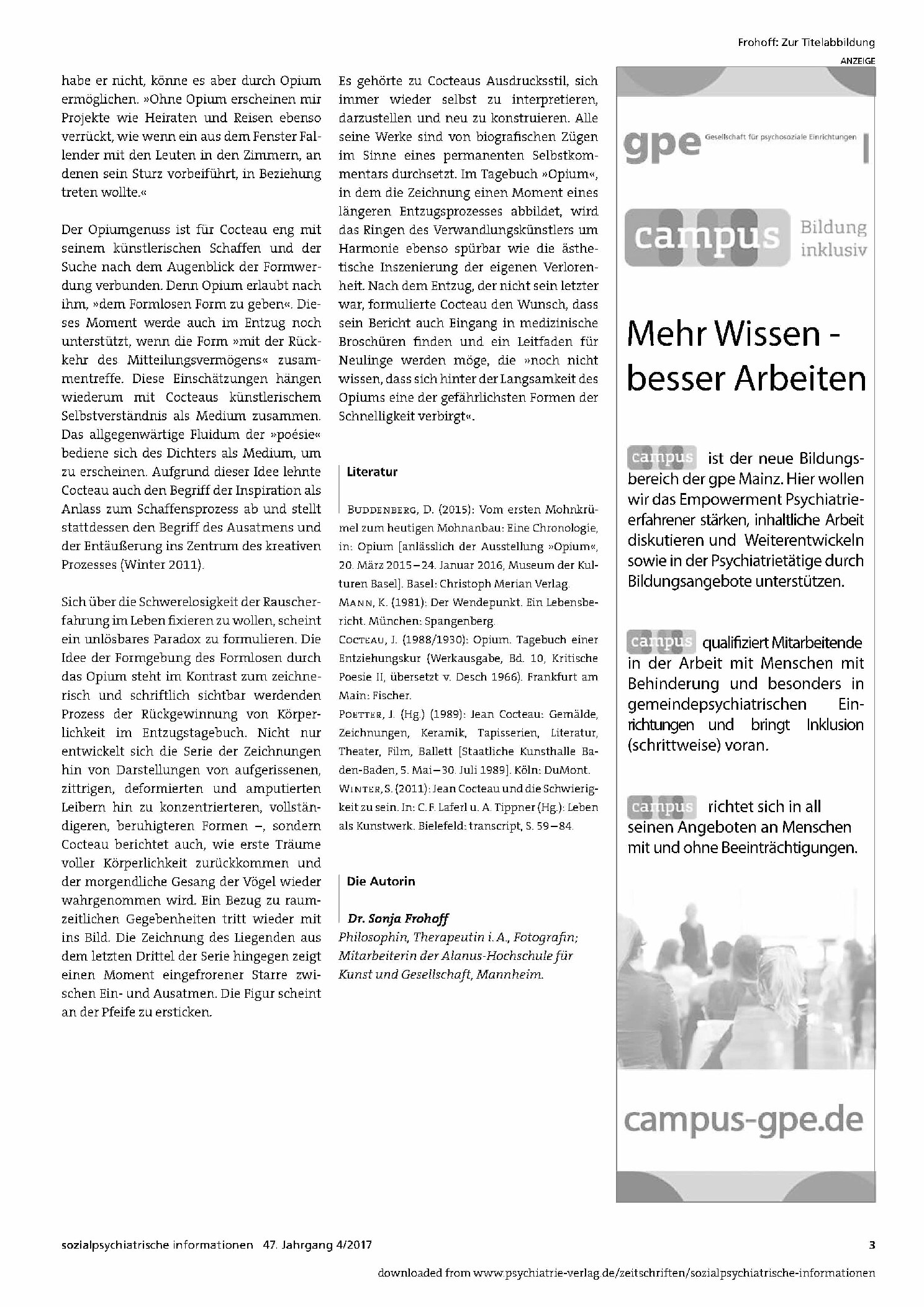Vorschauseite 2: Zur Titelabbildung: Suchtversorgung und Gemeindepsychiatrie