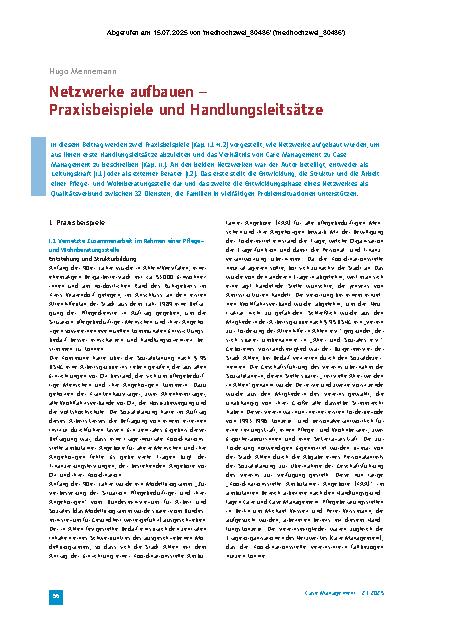 Vorschauseite 1: Netzwerke aufbauen – Praxisbeispiele und Handlungsleitsätze