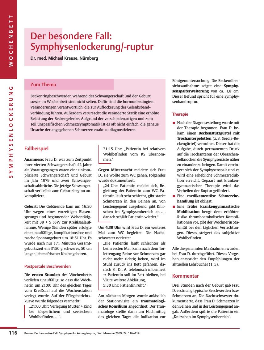 Vorschauseite 1: Der besondere Fall: Symphysenlockerung/-ruptur