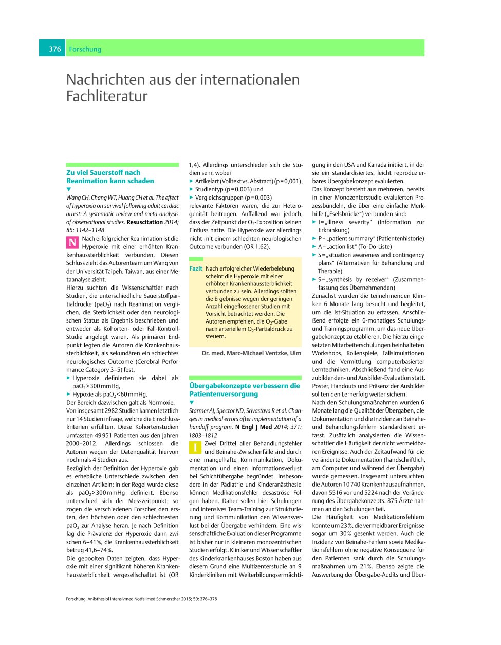 Vorschauseite 1: Nachrichten aus der internationalen Fachliteratur